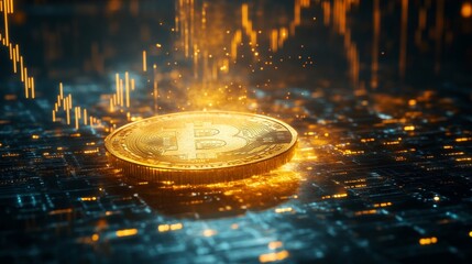 Bitcoin surge digital currency trends virtual market financial environment close-up cryptocurrency growth