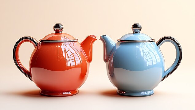 A Pair of Elegant Teapots on a TableA Pair of Elegant Teapots on a Table
