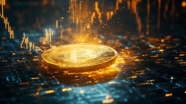 Bitcoin surge digital currency trends virtual market financial environment close-up cryptocurrency growth