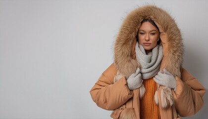 Winter fashion with long padding, oversized winter coats, scarves and gloves
