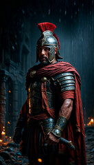 Roman warrior. Ancient Roman warrior in armor