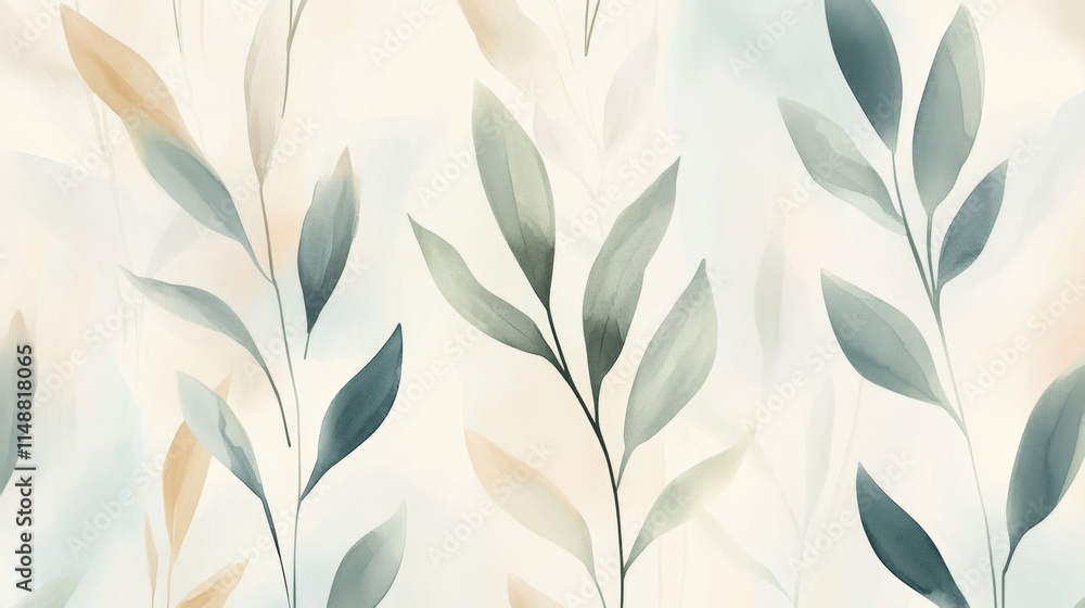 Poster delicate leaf patterns abstract art nature soft color palette close-up view organic design for creat