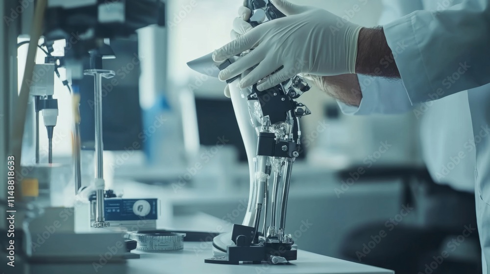 Aufkleber innovative prosthetic development in a high-tech lab engineering breakthroughs modern science focuse