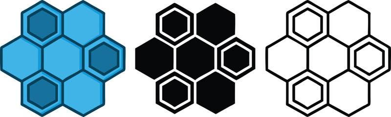 Hexagonal Pattern Designs Blue, Black, White Honeycomb Tiles