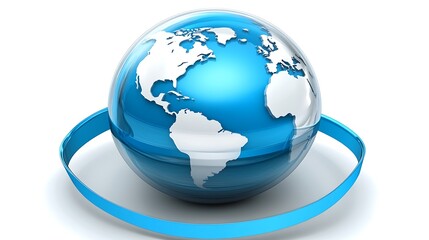 Naklejka premium Global Connection A Blue Glass Earth With Orbit