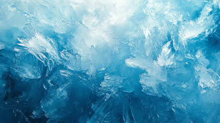 close-up image of frozen ice texture symbolizing chaos. Jagged cracks and intricate patterns depict disruption and transformation, evoking feelings of coldness, fragility, and the unpredictable nature