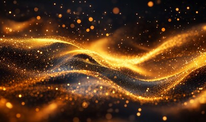 Fototapeta premium Golden Waves Background, Generative AI