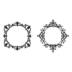 Elegant Black and White Ornate Circular and Square Frames