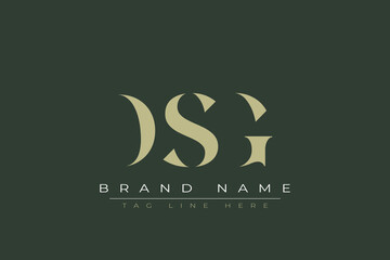 DSG abstract letter logo design. This logo is designed by three abstract letters. 