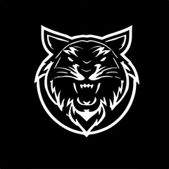 Fototapeta premium Silhouette head of a lion vector icon illustration with white background