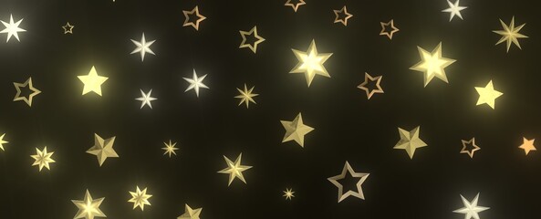 Festive Celestial Cascade: Mesmerizing 3D Illustration of Descending Christmas Stars