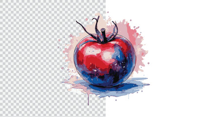 Obraz premium Watercolor Tomato Illustration with Splatter Effects