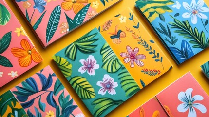 Hand-drawn thank-you cards decorated with bright colors and cheerful designs.
