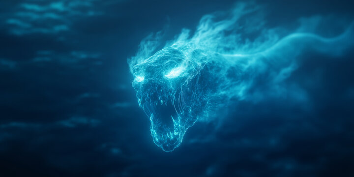 mysterious deep sea creature with glowing features emerges from dark waters, captivating viewer with its ethereal presence