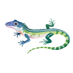 Obraz premium Vibrant Blue and Green Lizard, Reptile Illustration, Scaled Skin, Wild Animal, Exotic Creature, Cart