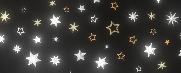 XMAS stars. Confetti celebration, Falling golden abstract decoration for party, birthday celebrate,
