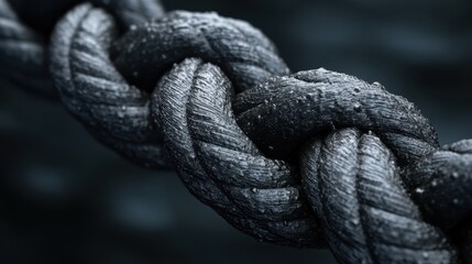 Intricate knots formed in thick ropes, highlighting craftsmanship and strength.