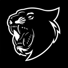 tiger head silhouette icon black logo design white background