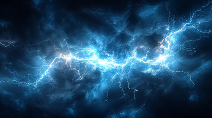 dramatic flash of lightning cuts through a dark, stormy sky, symbolizing chaos and nature's raw power, creating a striking and intense banner design for thunderstorm themes