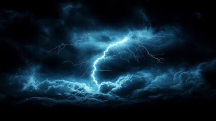 dramatic flash of lightning cuts through a dark, stormy sky, symbolizing chaos and nature's raw power, creating a striking and intense banner design for thunderstorm themes