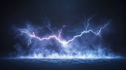 dramatic flash of lightning cuts through a dark, stormy sky, symbolizing chaos and nature's raw power, creating a striking and intense banner design for thunderstorm themes