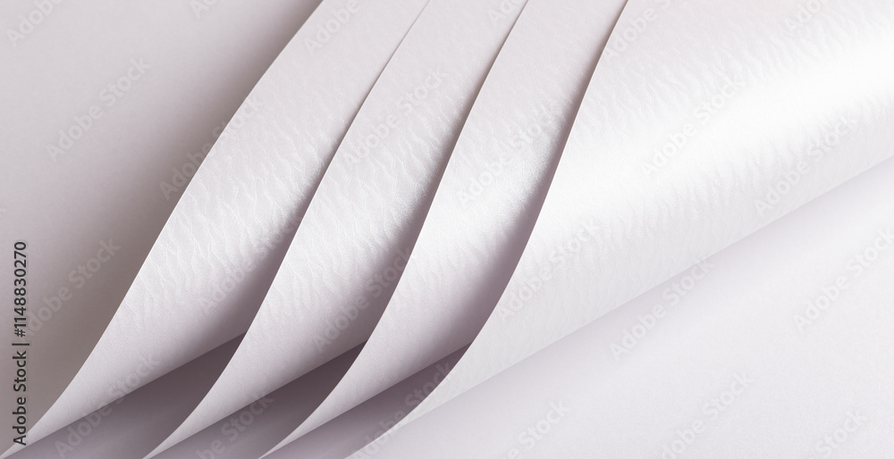 Poster White paper texture with a pearlescent sheen and wavy, overlapping patterns. The glossy, luminous surface features subtle gradients and a shimmering glow, creating a sleek and