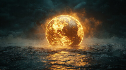 desolate, dry, and burned planet symbolizing the devastating effects of climate change. The cracked earth and lack of water represent environmental collapse, chaos, and the urgency of conservation eff