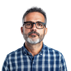 Obraz premium Man Raising One Eyebrow, Looking Skeptical, Isolated On A White Background