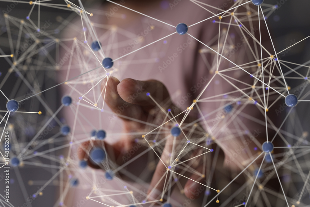 Poster conference digital network and data concept 3d