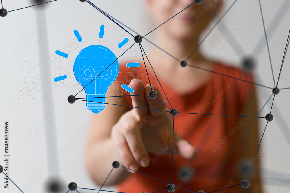 Poster Neural network 3D illustration. Big data and cybersecurity