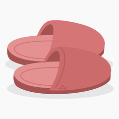 Cozy winter pink slippers vector illustration isolated on white background