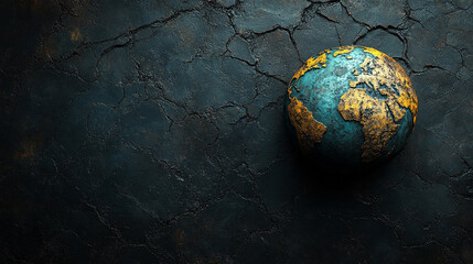 A desolate, dry, and burned planet symbolizing the devastating effects of climate change. The cracked earth and lack of water represent environmental collapse, chaos, and the urgency of conservation e