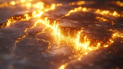 Molten lava flowing through cracked earth.