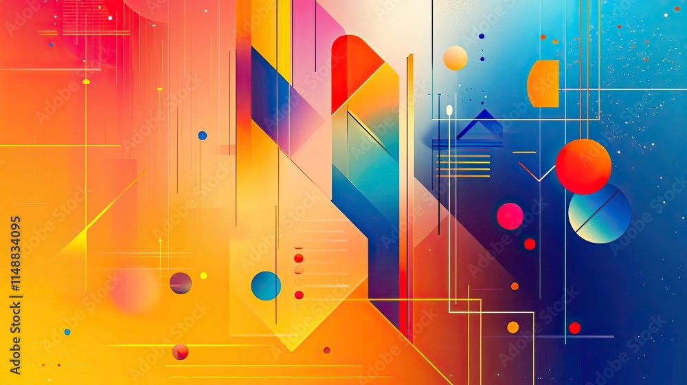 Poster colorful abstract design with geometric shapes and gradient background representing modern art and c