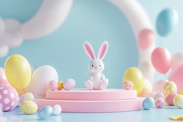 Fototapeta premium Abstract Easter Day Podium Platform For Product Display Showcase 3D Rendering 