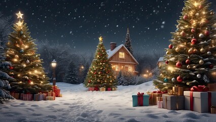 Obraz premium christmas background with christmas decorations, christmas background, christmas gifts