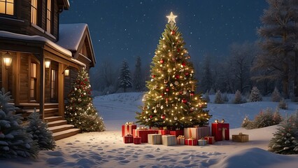 christmas background with christmas decorations, christmas background, christmas gifts