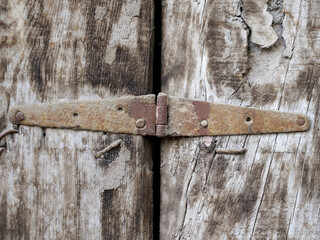 old wooden door of historical house
