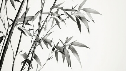 Fototapeta premium A high-resolution image featuring bamboo stems and leaves, highlighting their glossy texture and natural patterns, creating a minimal and elegant aesthetic ideal for nature-inspired content.
