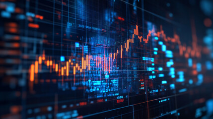 dynamic digital stock market trading scene featuring a rising graph, illuminated financial data, and market trends visualizations, symbolizing the fast-paced chaos and opportunity in modern investing