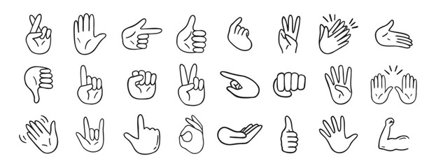 hand gesticulations doodle hand drawn icon. Outline drawing hand gesticulations line clipart symbol