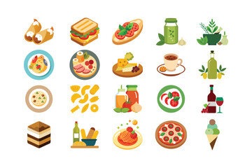 Italian Cuisine Line Art Collection