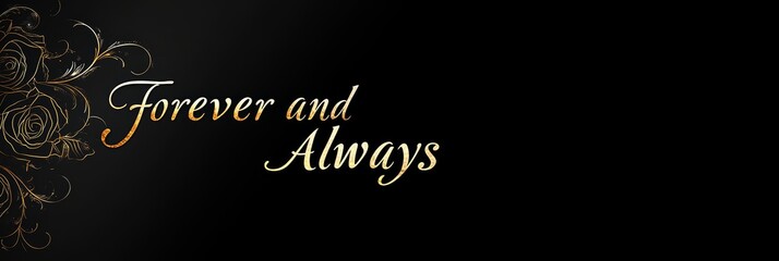Forever And Always Metallic Gold Wallpaper - Elegant metallic gold script "Forever and Always" on a black background, accented by gold floral details. Symbolizing love, commitment, eternity, romance, 