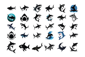 Shark Black Silhouettes Vector Bundle – Single Item Illustrations