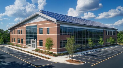 Solar panels on a commercial building.