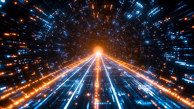A dynamic data technology background showcasing big data visualization and the flow of information, symbolizing the interconnectedness of data, code, and digital transformation in a matrix-style desig
