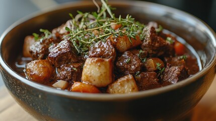 Warm bowl of beef stew