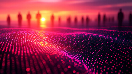 A dynamic data technology background showcasing big data visualization and the flow of information, symbolizing the interconnectedness of data, code, and digital transformation in a matrix-style desig