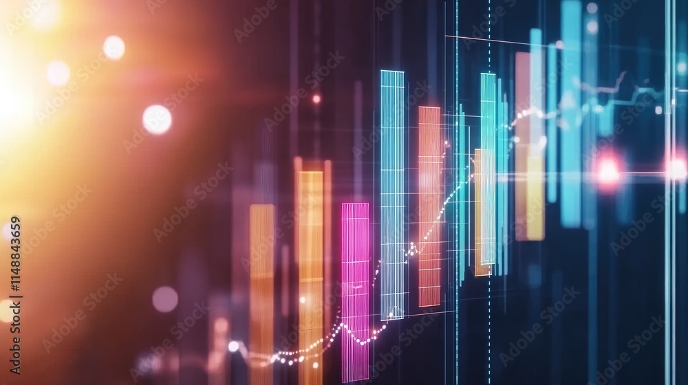 Aufkleber colorful bar charts and line graphs representing financial growth and data analytics in a modern dig