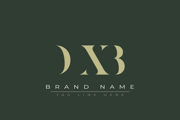 DXB abstract letter logo design. This logo is designed by three abstract letters. 